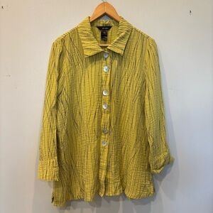 Ali Miles Abalone Buttons Down Tunic Top Women’s Size Large